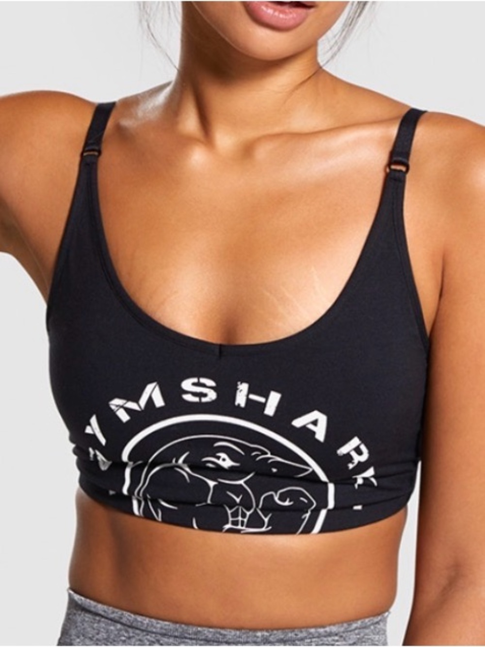 Gymshark Retro Vintage Style Graphic Sports Bra / Crop Top – Black – Size Small